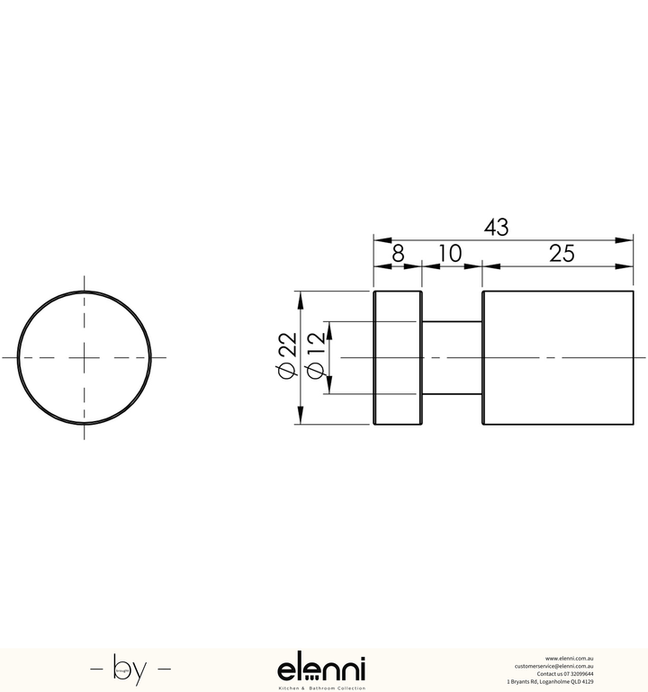 Vivid Robe Hook - Elenni specification drawing