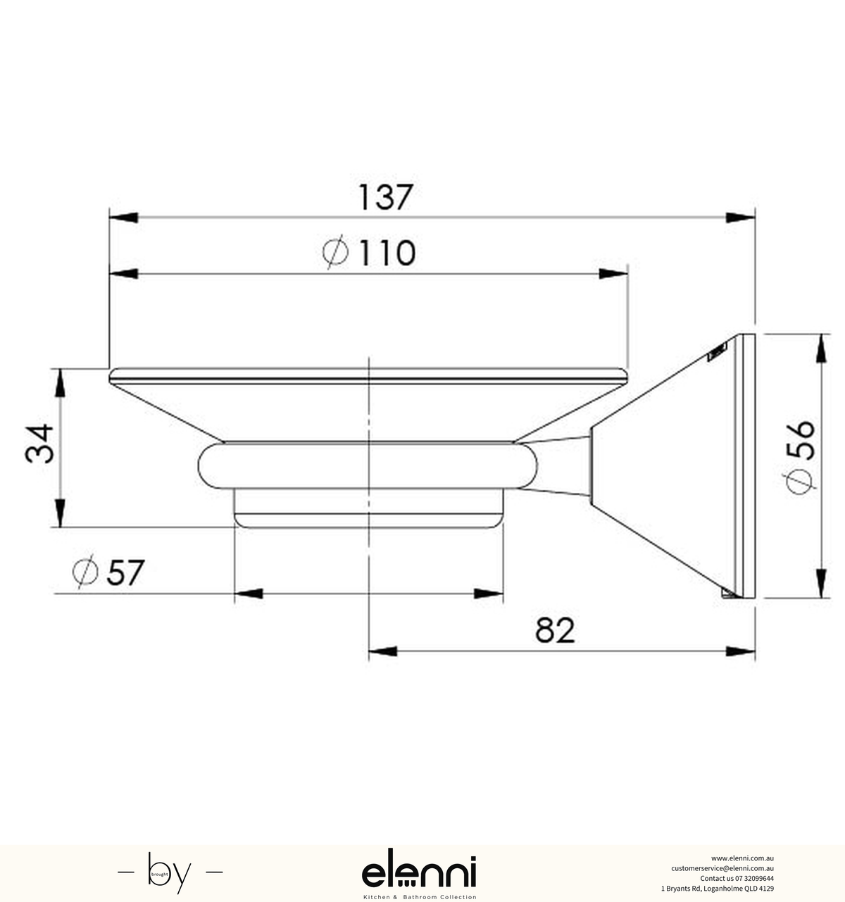 Ivy Soap Dish - Elenni specification drawing