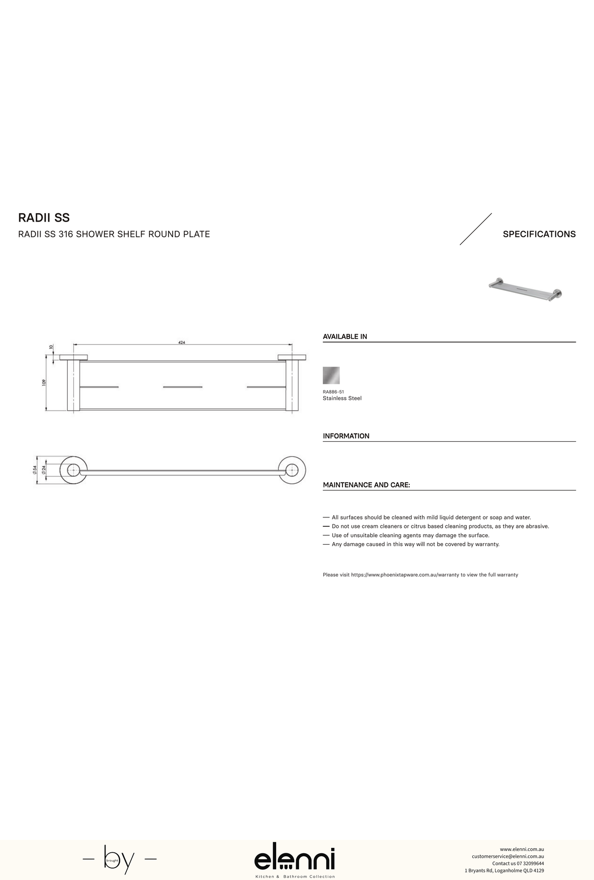 Radii Metal Shelf Round Plate - Elenni specification drawing