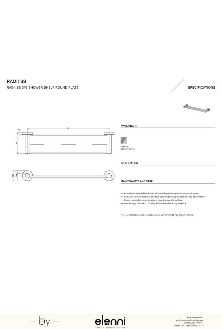Radii Metal Shelf Round Plate - Elenni specification drawing