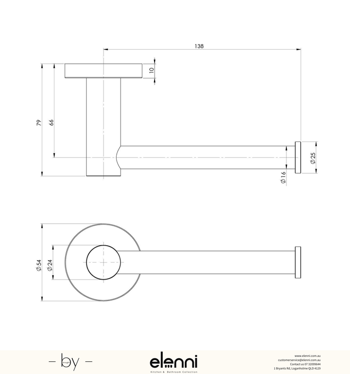 Radii Toilet Roll Holder - Elenni specification drawing
