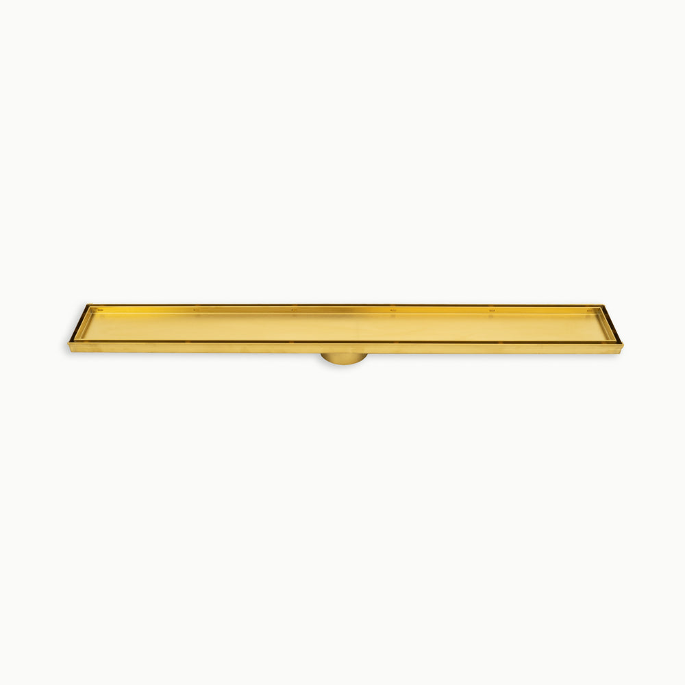 Linear Tile Insert Floor Grate - Brushed Gold