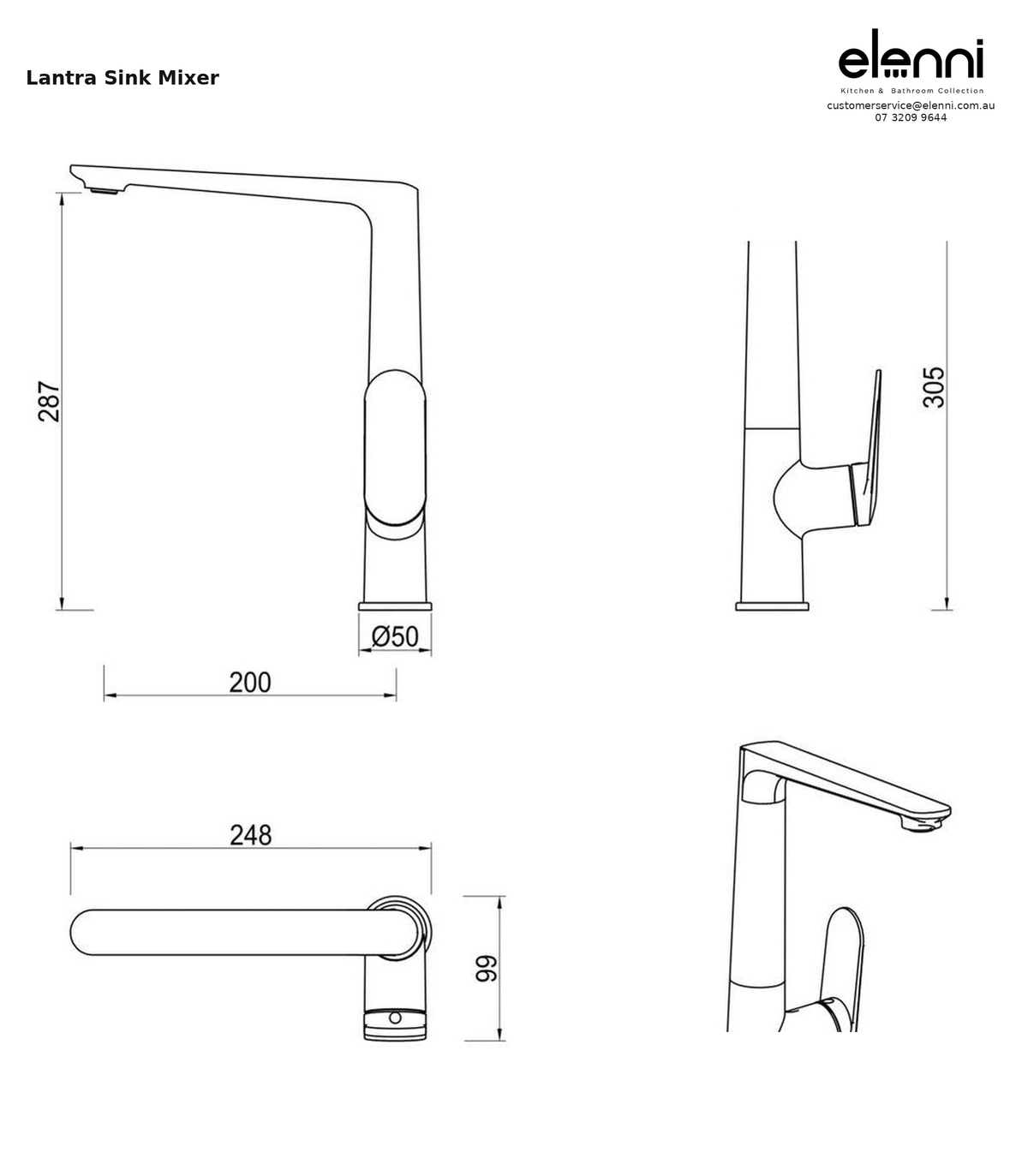 Elenni specification sheet - Lantra Sink Mixer