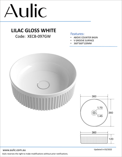 Lilac Gloss White Basin