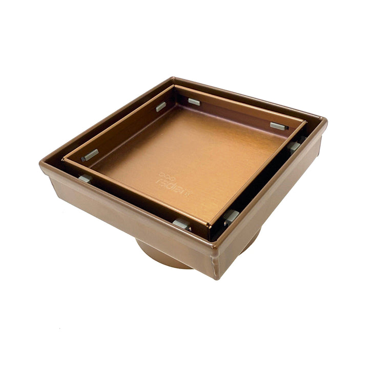 Square Tile Insert Floor Grate - Brushed Bronze