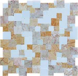 Magic Multi Beige Marble Mosaic tile face, 280 x 280 mm