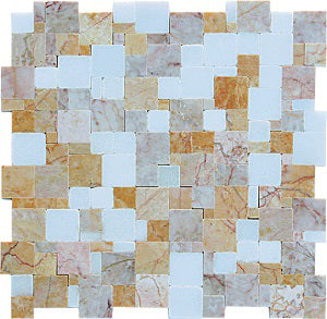 Magic Multi Beige Marble Mosaic tile face, 280 x 280 mm