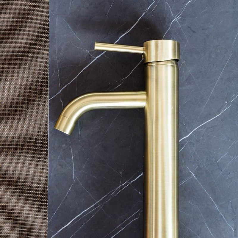Round Tall Basin Mixer Curved - PVD Tiger Bronze
