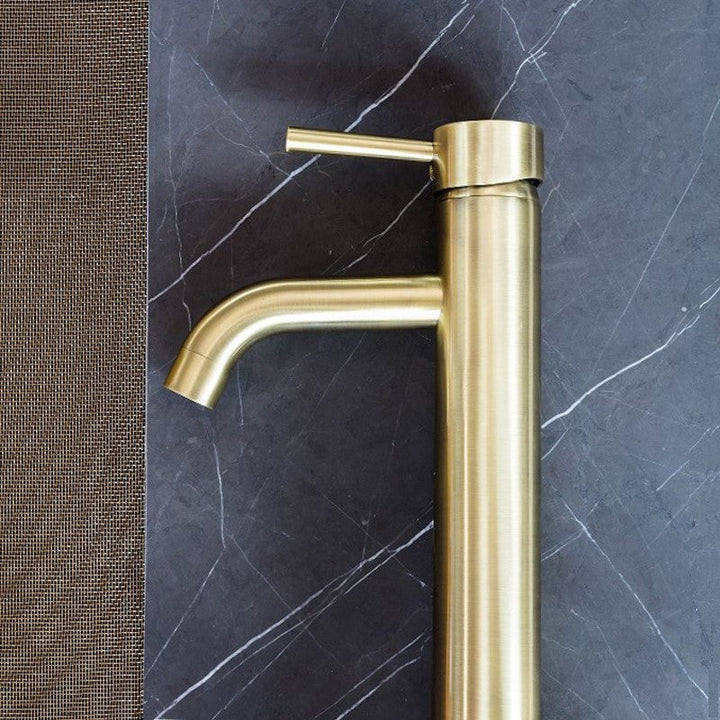Round Tall Basin Mixer Curved - PVD Tiger Bronze