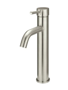 Round Tall Curved Basin Mixer - PVD Brushed Nickel Meir