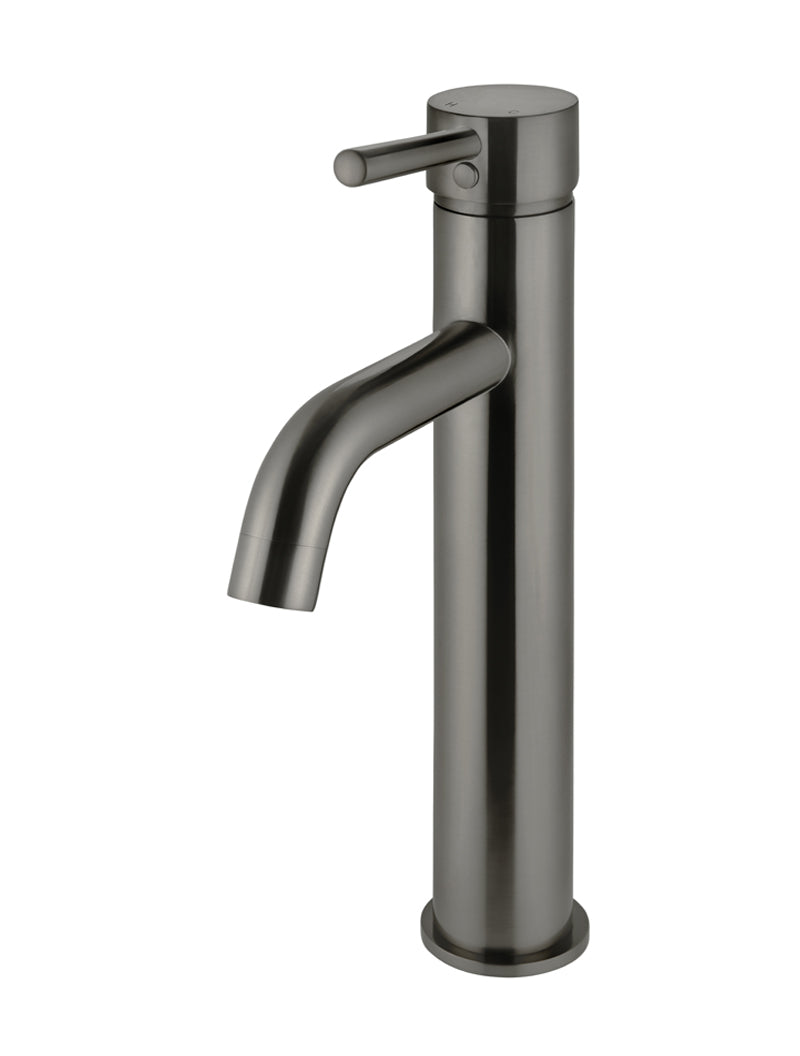 Round Tall Basin Mixer Curved - Shadow Gunmetal