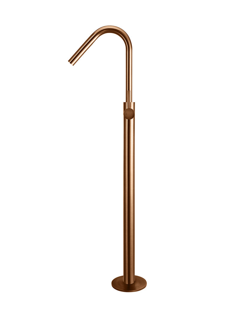 Round Freestanding Bath Spout and Hand Shower - Lustre Bronze