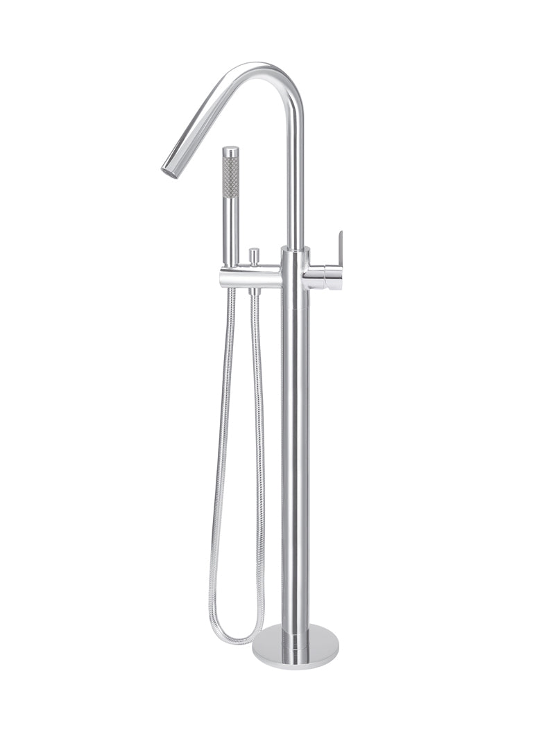 Round Paddle Freestanding Bath Spout and Hand Shower - Chrome