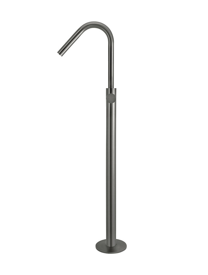 Round Pinless Freestanding Bath Spout and Hand Shower - Shadow Gunmetal