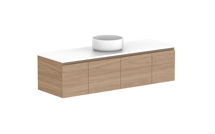 Glacier Door &amp; Drawer Slim 1500mm Wall Hung Vanity - Glacier Door &amp; Drawer, 1500 Slim, Wall Hung