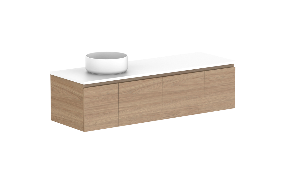 Glacier Door &amp; Drawer Slim 1500mm Wall Hung Vanity - Glacier Door &amp; Drawer, 1500 Slim, Wall Hung