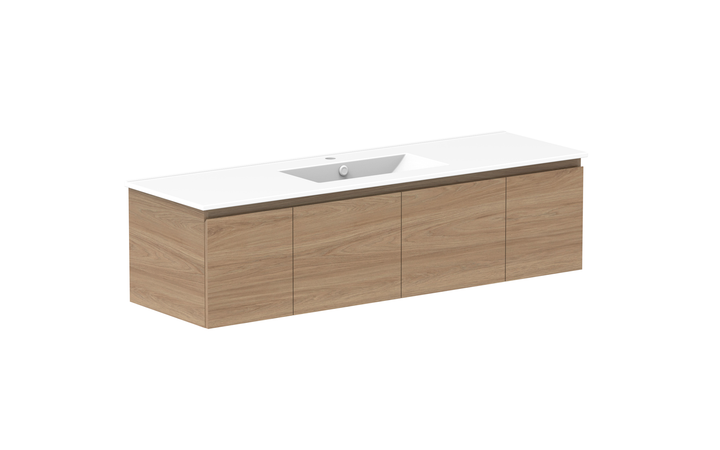 Glacier Door &amp; Drawer Slim 1500mm Wall Hung Vanity - Glacier Door &amp; Drawer, 1500 Slim, Wall Hung
