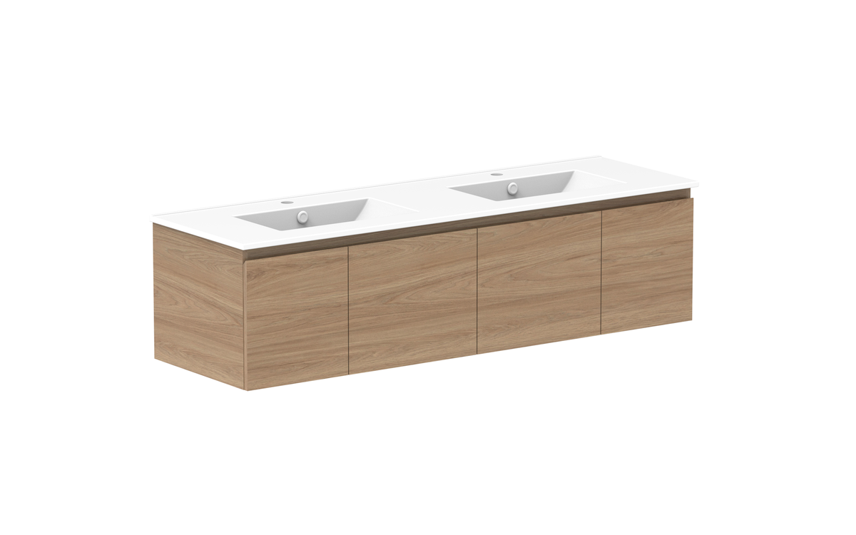 Glacier Door &amp; Drawer Slim 1500mm Wall Hung Vanity - Glacier Door &amp; Drawer, 1500 Slim, Wall Hung