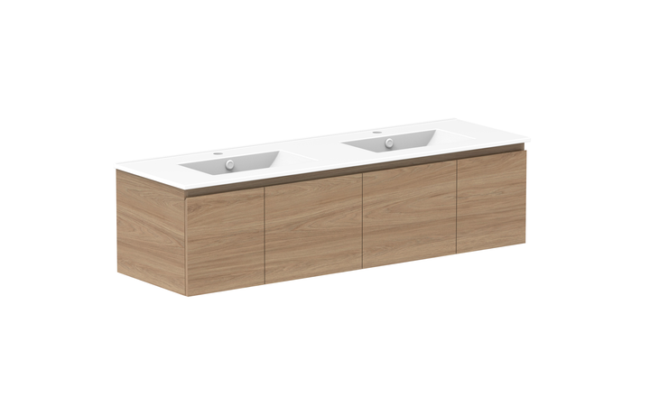 Glacier Door &amp; Drawer Slim 1500mm Wall Hung Vanity - Glacier Door &amp; Drawer, 1500 Slim, Wall Hung