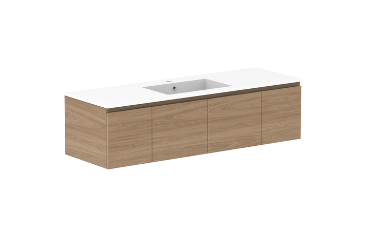 Glacier Door &amp; Drawer Slim 1500mm Wall Hung Vanity - Glacier Door &amp; Drawer, 1500 Slim, Wall Hung