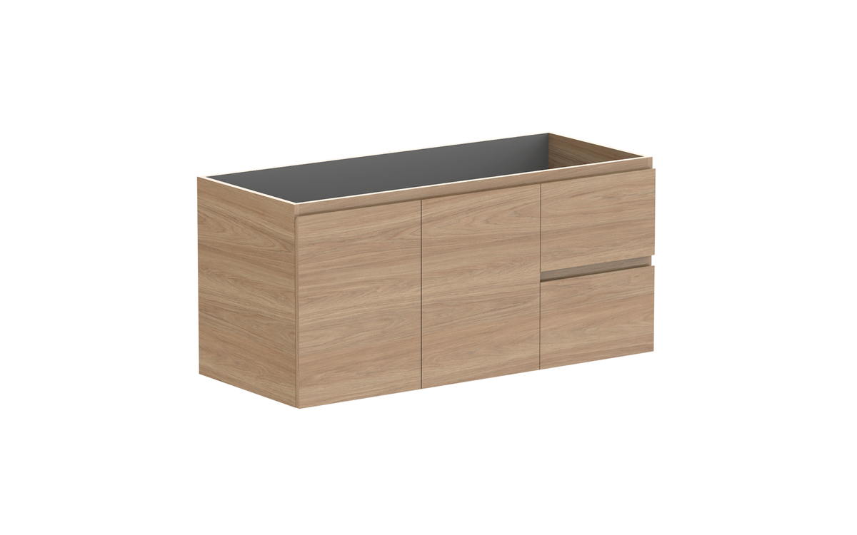 Glacier Door &amp; Drawer Twin 1200mm Wall Hung Vanity - Glacier Door &amp; Drawer, 1200 Twin, Wall Hung