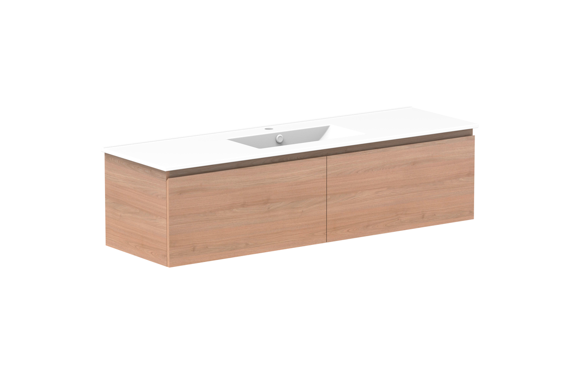 Glacier All-Drawer Slim 1500mm Wall Hung Vanity - Glacier All-Drawer, 1500 Slim, Wall Hung