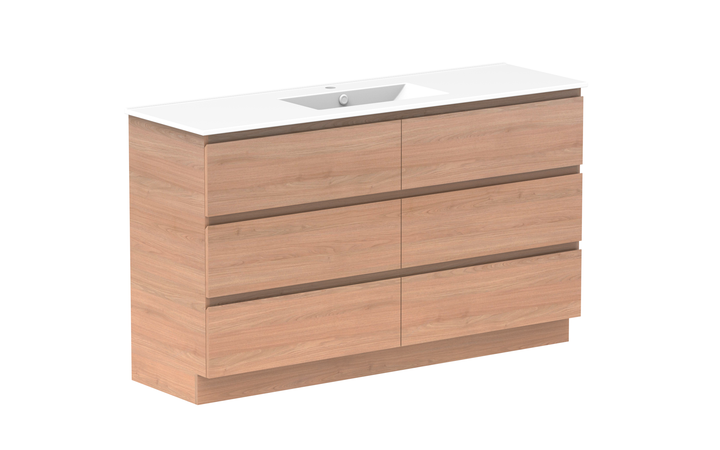 Glacier All-Drawer Trio 1500mm Floor Mount Vanity - Glacier All-Drawer, 1500 Trio, Floor Mount