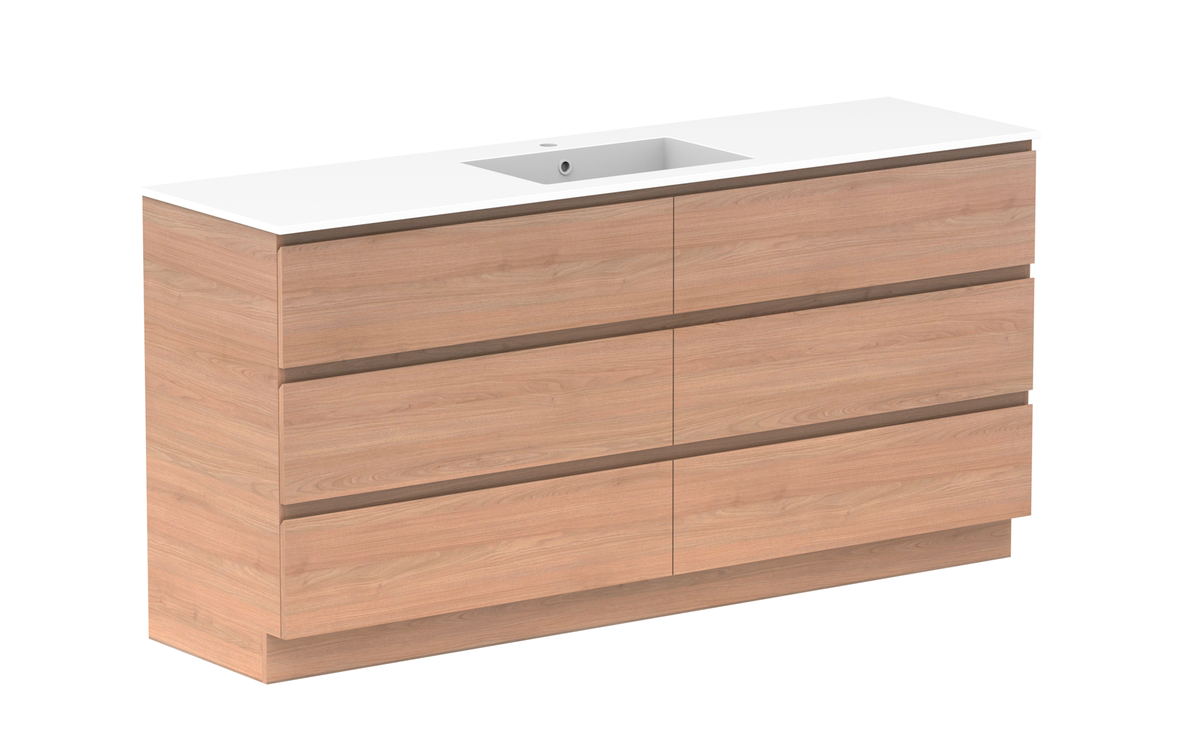 Glacier All-Drawer Trio 1800mm Floor Mount Vanity - Glacier All-Drawer, 1800 Trio, Floor Mount