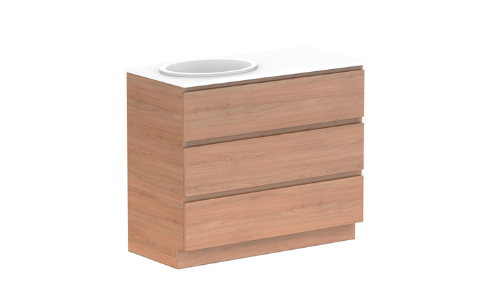 Glacier All-Drawer Trio 1050mm Floor Mount Vanity - Glacier All-Drawer, 1050 Trio, Floor Mount