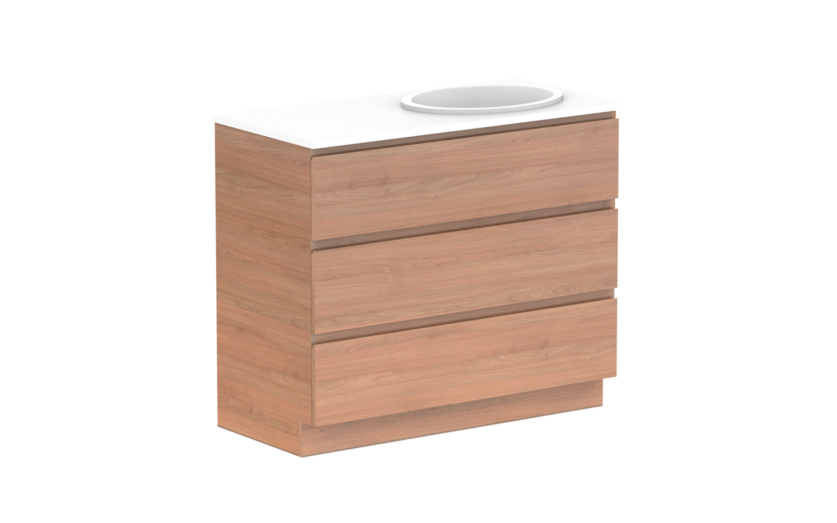 Glacier All-Drawer Trio 1050mm Floor Mount Vanity - Glacier All-Drawer, 1050 Trio, Floor Mount