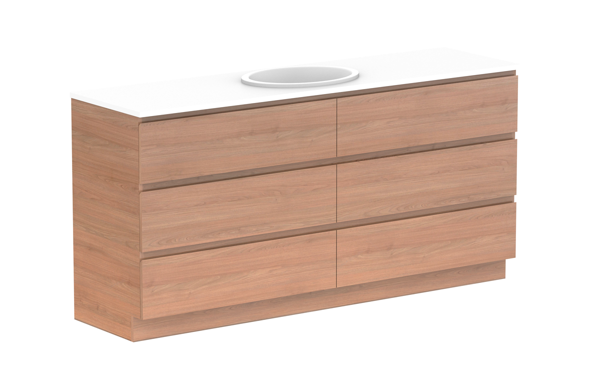 Glacier All-Drawer Trio 1800mm Floor Mount Vanity - Glacier All-Drawer, 1800 Trio, Floor Mount