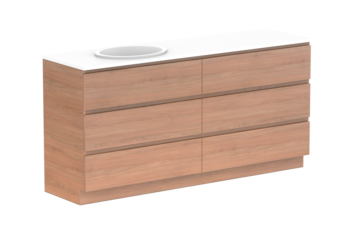 Glacier All-Drawer Trio 1800mm Floor Mount Vanity - Glacier All-Drawer, 1800 Trio, Floor Mount