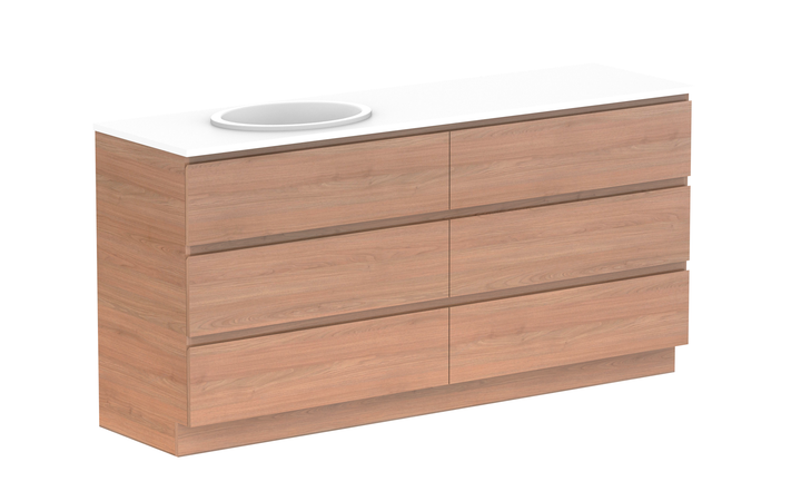 Glacier All-Drawer Trio 1800mm Floor Mount Vanity - Glacier All-Drawer, 1800 Trio, Floor Mount
