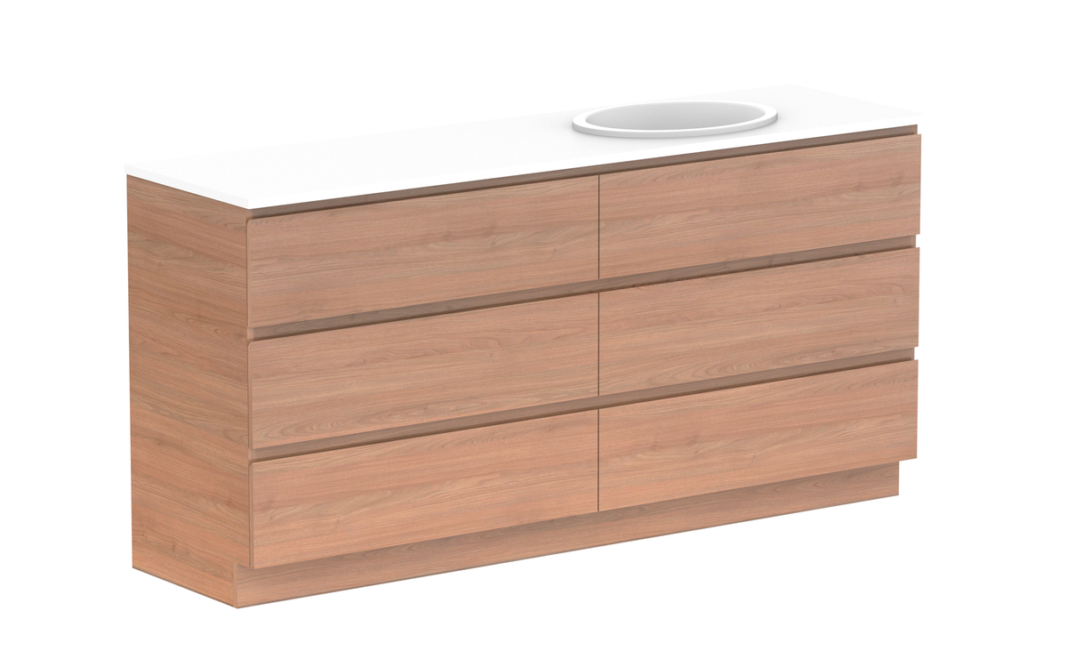 Glacier All-Drawer Trio 1800mm Floor Mount Vanity - Glacier All-Drawer, 1800 Trio, Floor Mount