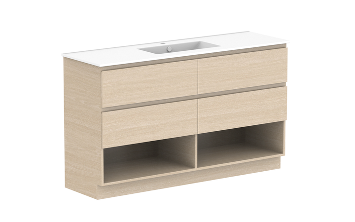 Glacier Shelf Twin 1500mm Floor Mount Vanity - Glacier Shelf, 1500 Twin, Floor Mount