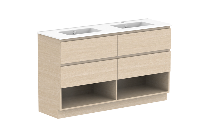 Glacier Shelf Twin 1500mm Floor Mount Vanity - Glacier Shelf, 1500 Twin, Floor Mount