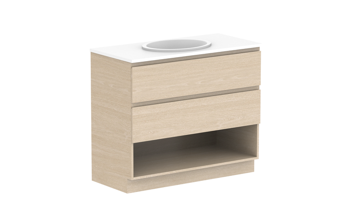 Glacier Shelf Twin 1050mm Floor Mount Vanity - Glacier Shelf, 1050 Twin, Floor Mount