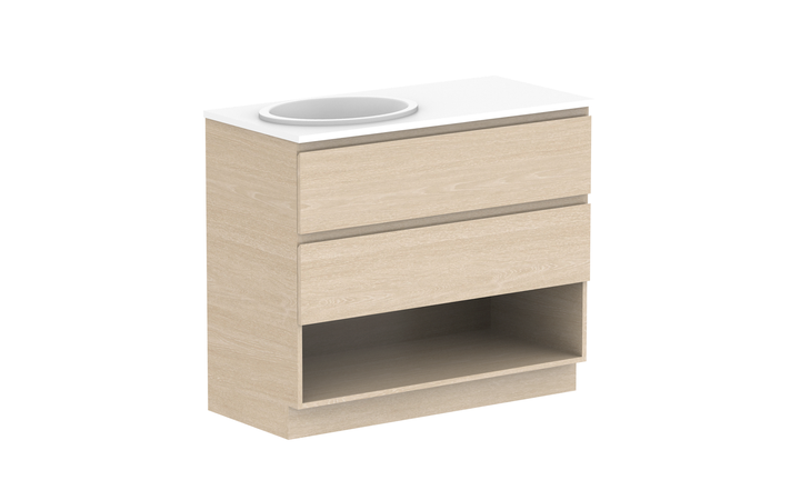 Glacier Shelf Twin 1050mm Floor Mount Vanity - Glacier Shelf, 1050 Twin, Floor Mount