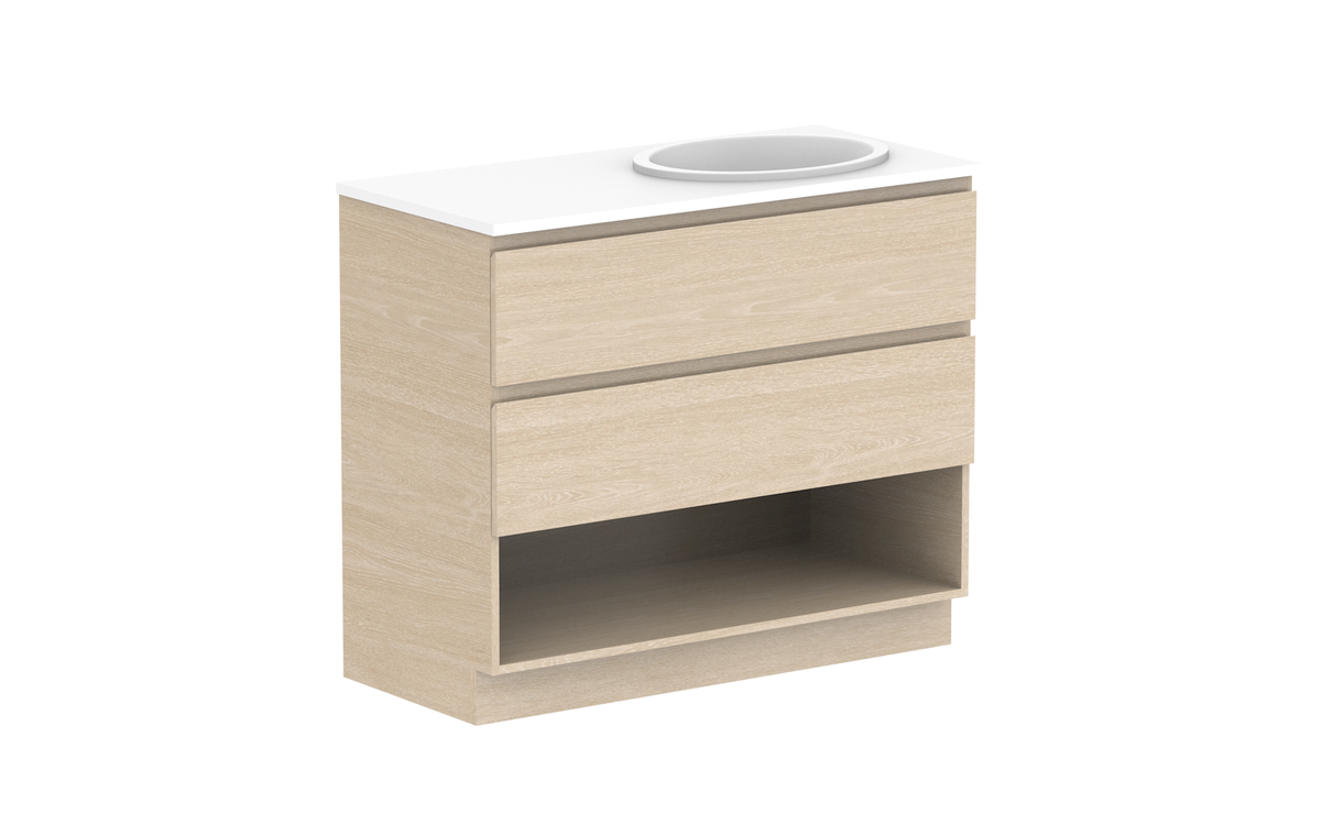 Glacier Shelf Twin 1050mm Floor Mount Vanity - Glacier Shelf, 1050 Twin, Floor Mount