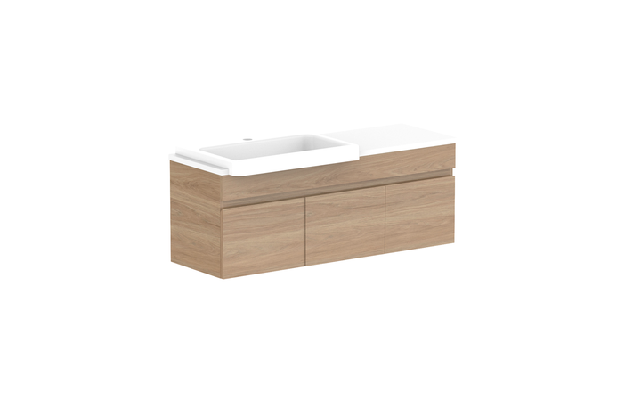 Glacier Semi-Recessed Door & Drawer Slim 1050mm Wall Hung Vanity - Glacier Semi-Recessed Door & Drawer, 1050 Slim, Wall Hung