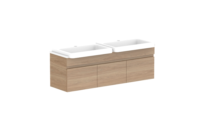 Glacier Semi-Recessed Door &amp; Drawer Slim 1200mm Wall Hung Vanity - Glacier Semi-Recessed Door &amp; Drawer, 1200 Slim, Wall Hung