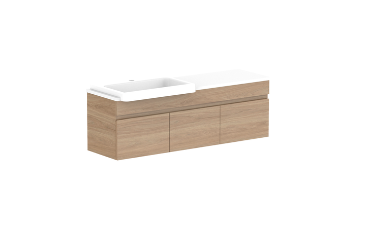 Glacier Semi-Recessed Door &amp; Drawer Slim 1200mm Wall Hung Vanity - Glacier Semi-Recessed Door &amp; Drawer, 1200 Slim, Wall Hung