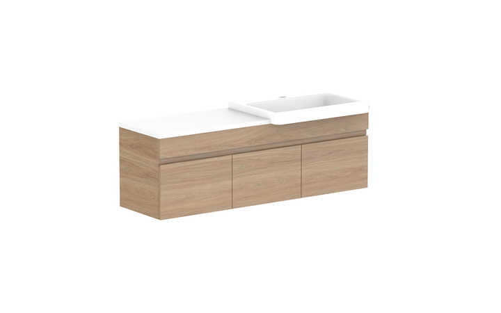 Glacier Semi-Recessed Door &amp; Drawer Slim 1200mm Wall Hung Vanity - Glacier Semi-Recessed Door &amp; Drawer, 1200 Slim, Wall Hung