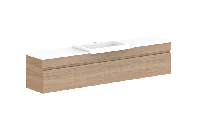 Glacier Semi-Recessed Door &amp; Drawer Slim 1800mm Wall Hung Vanity - Glacier Semi-Recessed Door &amp; Drawer, 1800 Slim, Wall Hung