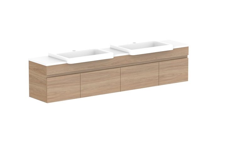 Glacier Semi-Recessed Door &amp; Drawer Slim 1800mm Wall Hung Vanity - Glacier Semi-Recessed Door &amp; Drawer, 1800 Slim, Wall Hung