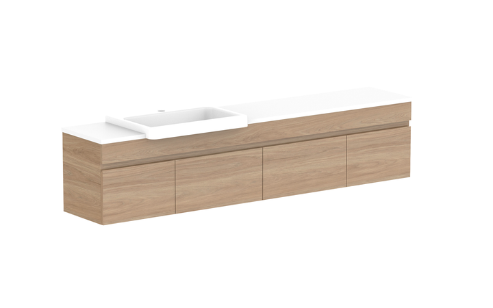 Glacier Semi-Recessed Door &amp; Drawer Slim 1800mm Wall Hung Vanity - Glacier Semi-Recessed Door &amp; Drawer, 1800 Slim, Wall Hung