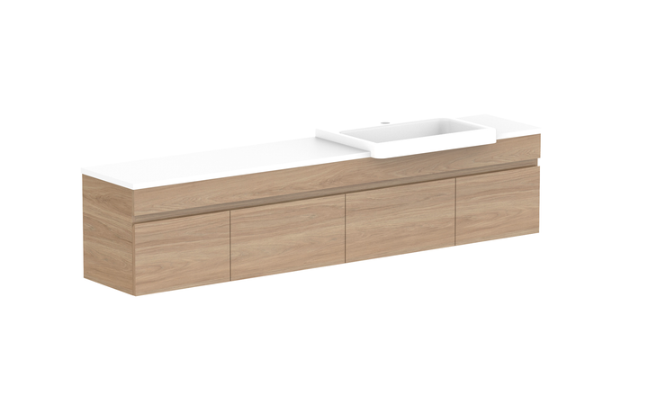 Glacier Semi-Recessed Door &amp; Drawer Slim 1800mm Wall Hung Vanity - Glacier Semi-Recessed Door &amp; Drawer, 1800 Slim, Wall Hung