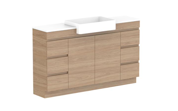 Glacier Semi-Recessed Door &amp; Drawer Trio 1500mm Vanity - Glacier Semi-Recessed Door &amp; Drawer, 1500 Trio, Floor Mount