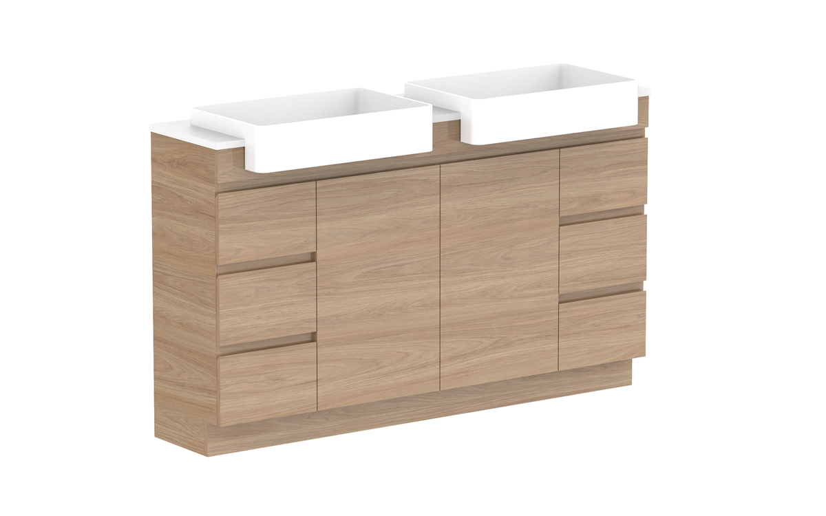 Glacier Semi-Recessed Door &amp; Drawer Trio 1500mm Vanity - Glacier Semi-Recessed Door &amp; Drawer, 1500 Trio, Floor Mount