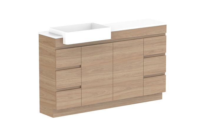 Glacier Semi-Recessed Door &amp; Drawer Trio 1500mm Vanity - Glacier Semi-Recessed Door &amp; Drawer, 1500 Trio, Floor Mount